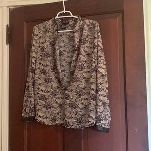 Light Brand Sheer Floral Design Long Sleeve Top